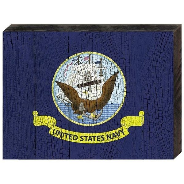 Designocracy Designocracy 85098-NV-08 Navy Military Patriotic Flag Art on Board Wall Decor 85098-NV-08